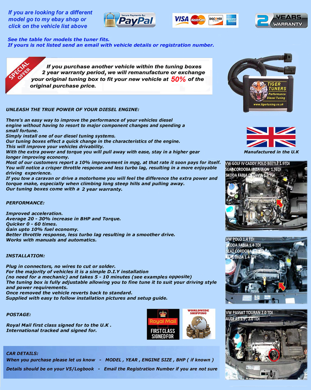Increase your vehicles performance and save on fuel
unleash the power of your diesel engine
There's an easy way to improve the performance of your vehicles 
common rail  diesel engine without having to resort to major  
component changes and spending  a small fortune. Simply install  
one of our diesel tuning systems